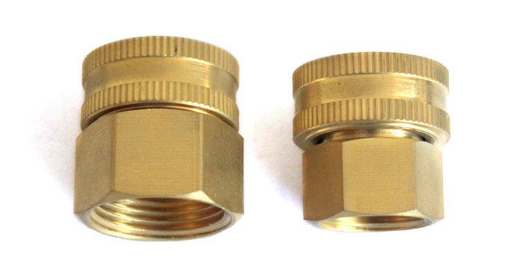 Dual Female ทองเหลือง Swivel Hose Connector